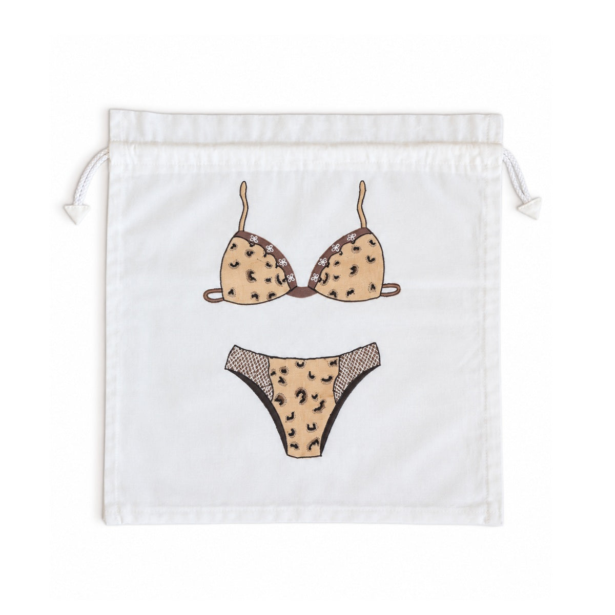 100% Cotton Drawstring Lingerie Bag Chic Beige