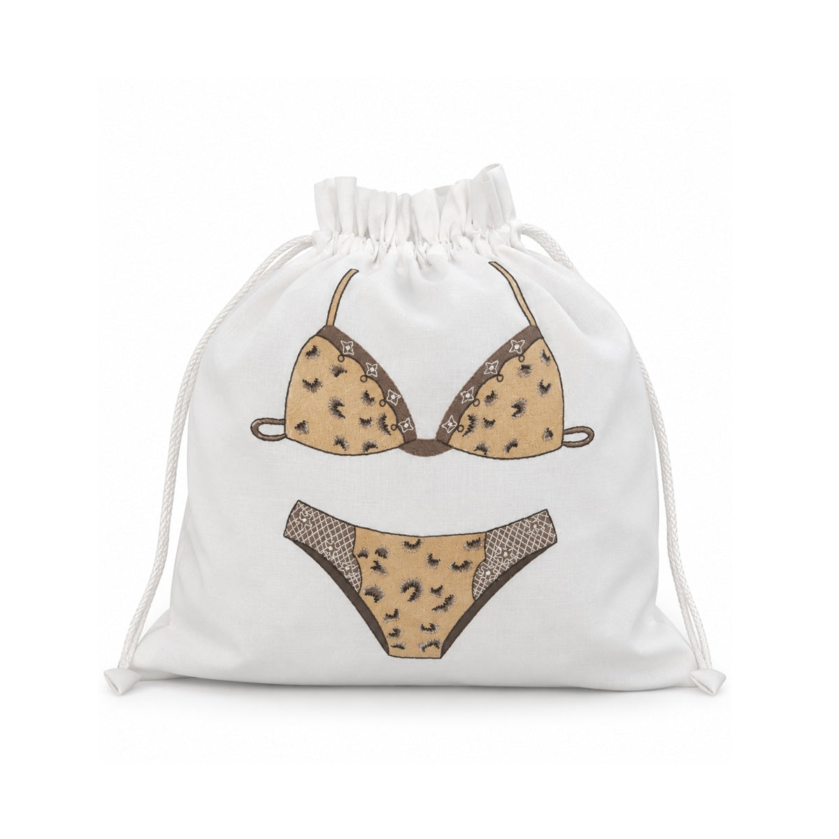 100% Cotton Drawstring Lingerie Bag Chic Beige