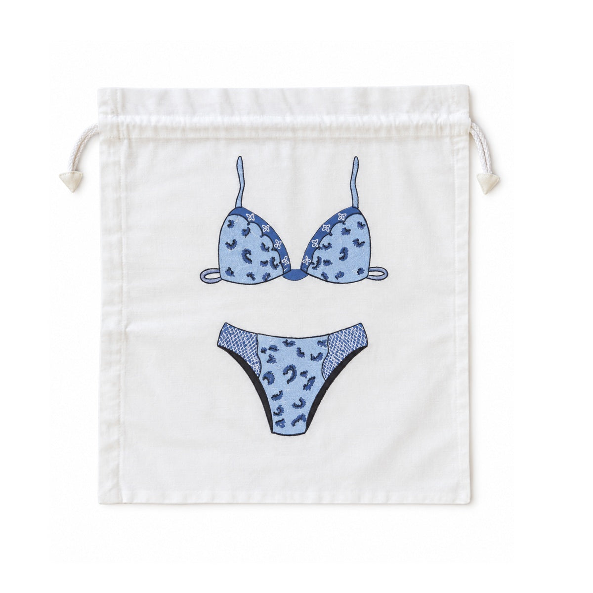 100% Cotton Drawstring Lingerie Bag Chic - Blue