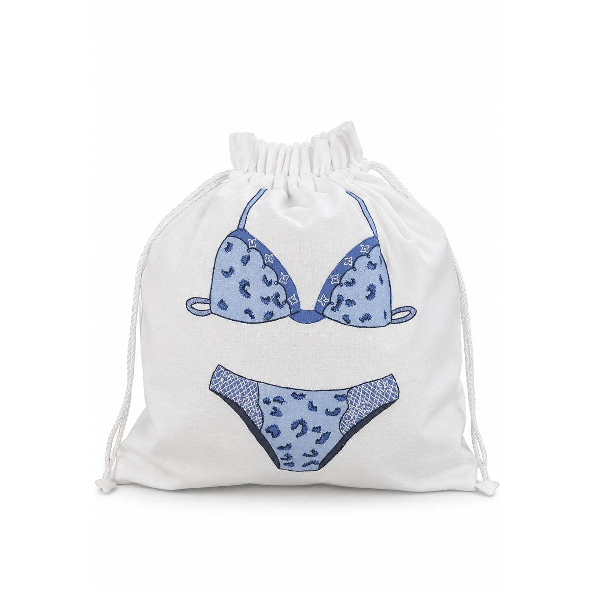 100% Cotton Drawstring Lingerie Bag Chic - Blue