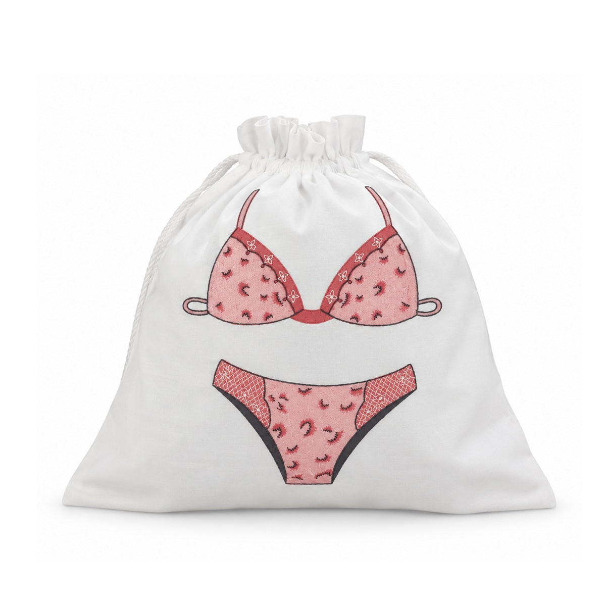 100% Cotton Drawstring Lingerie Bag Chic - Pink
