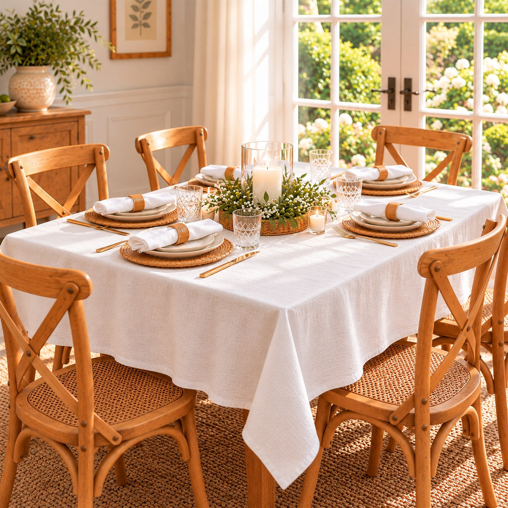 Polyester Stain Resistant Rectangle Tablecloth – 135x180cm White