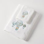 Baby Cotton Bath Towel & Face Washer Gift Set - Balloon Voyage