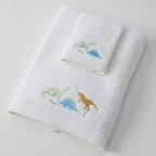 Baby Cotton Bath Towel & Face Washer Gift Set - Dinasaur