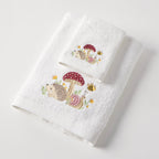 Baby Cotton Bath Towel & Face Washer Gift Set - Mushroom