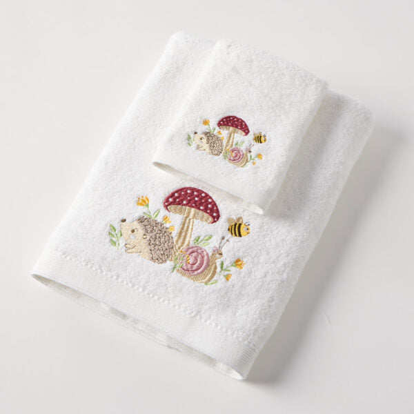 Baby Cotton Bath Towel & Face Washer Gift Set - Mushroom
