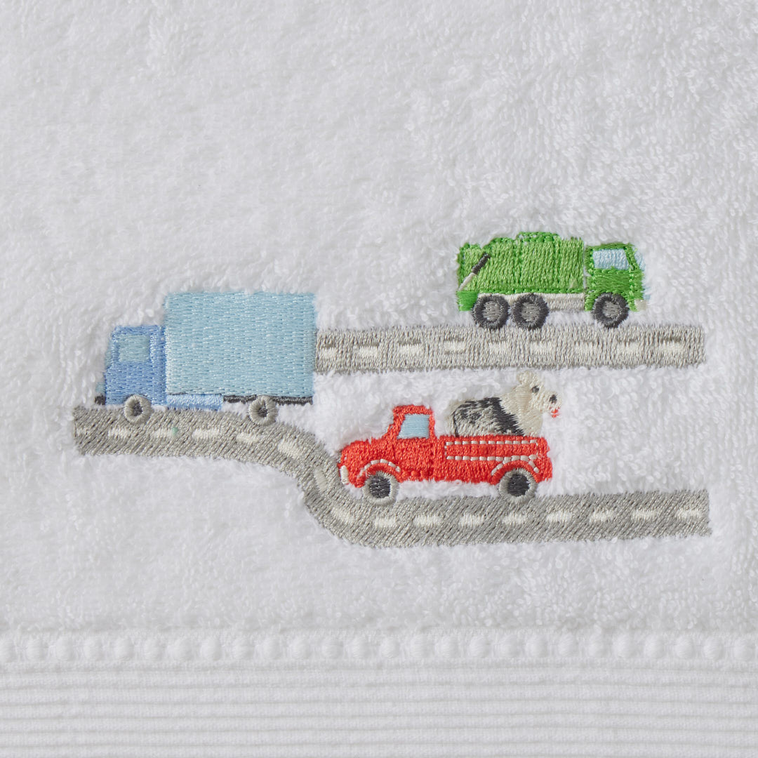 Baby Cotton Bath Towel & Face Washer Gift Set - Trucking