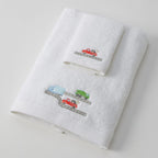 Baby Cotton Bath Towel & Face Washer Gift Set - Trucking