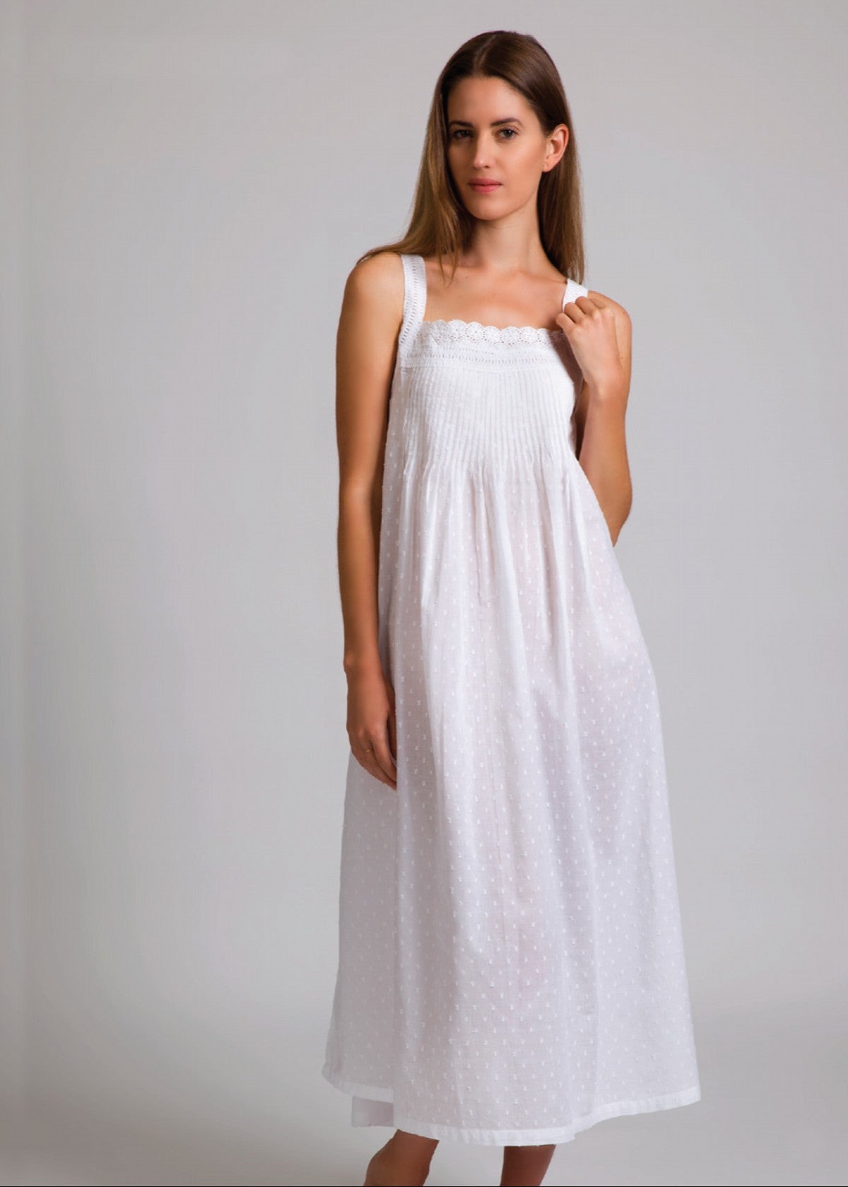 Jane 100% Cotton Nightie - White