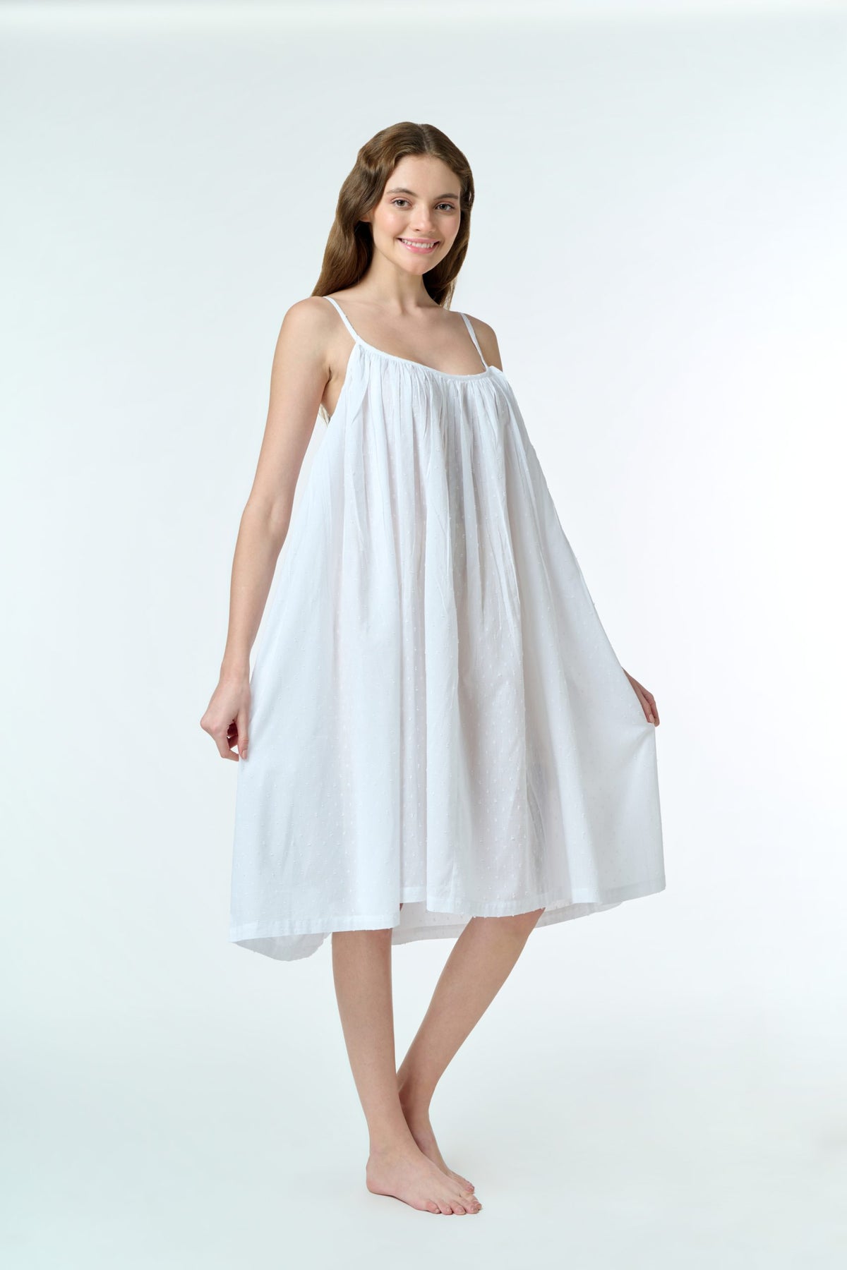 Lily 100% Cotton Slip Nightie - White