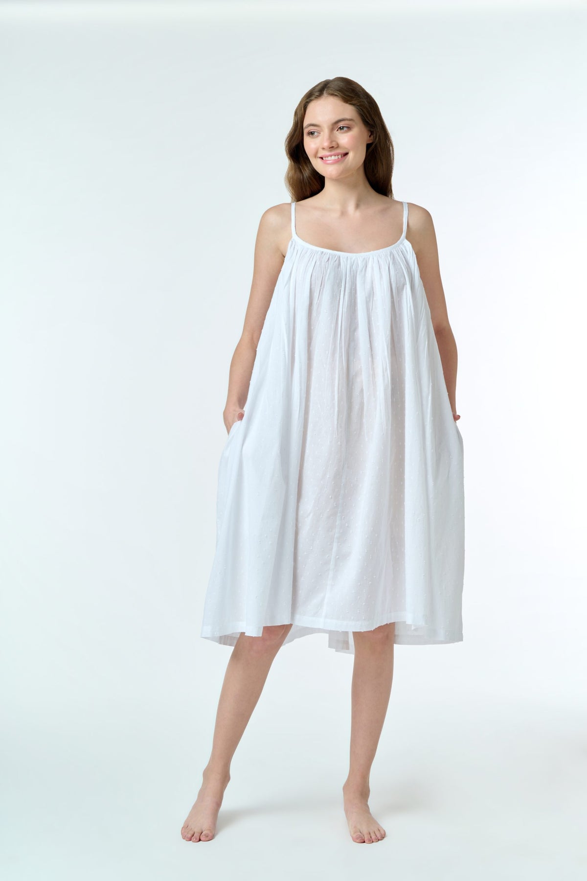 Lily 100% Cotton Slip Nightie - White