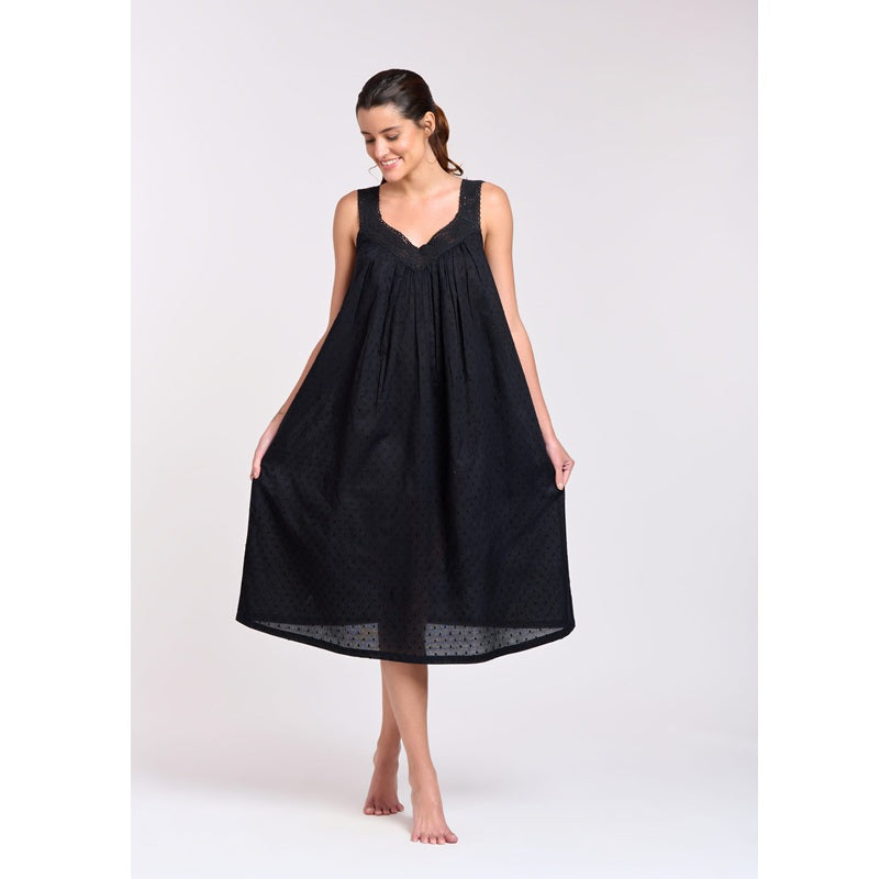 Maya 100% Cotton Nightie - Black