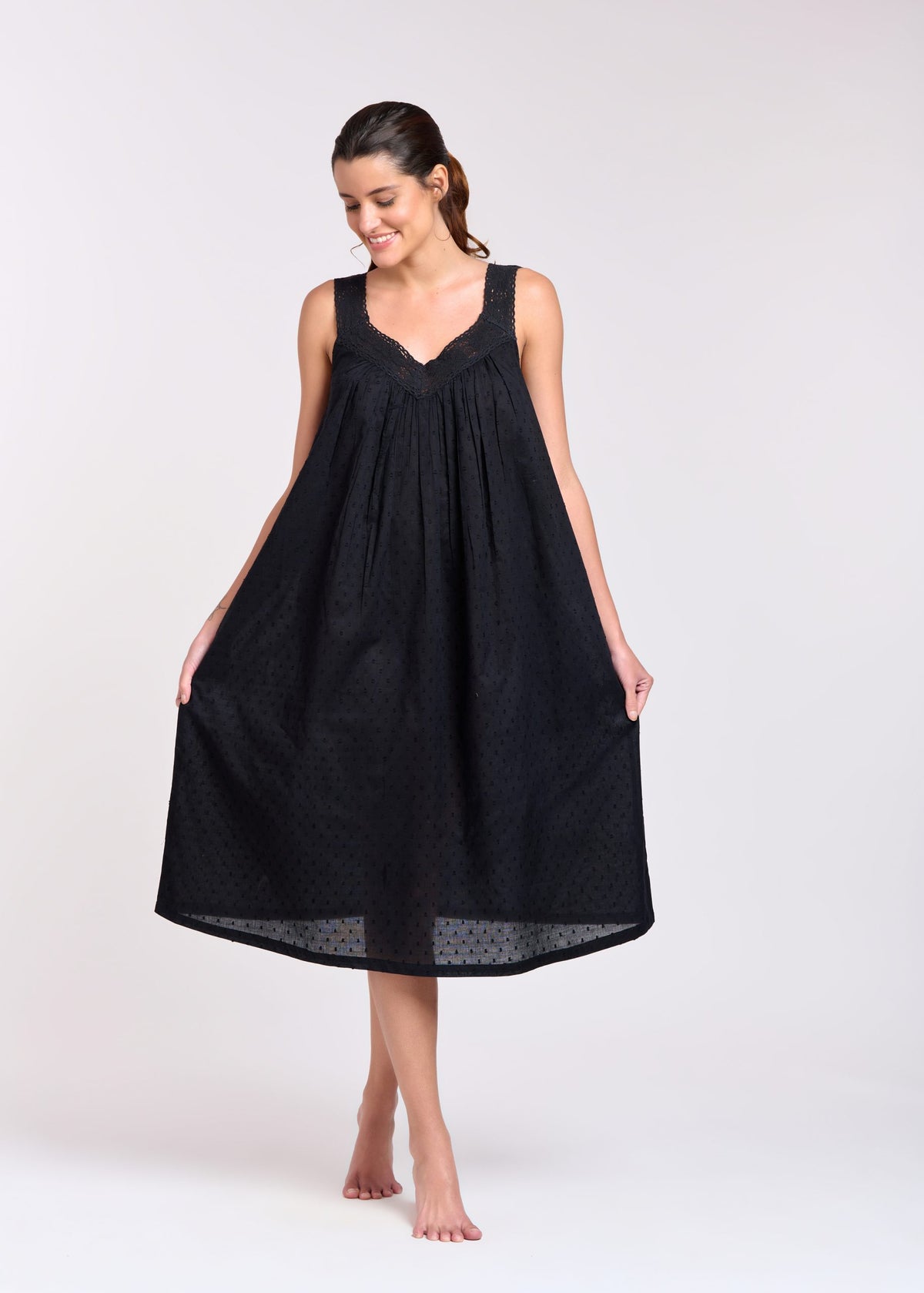 Maya 100% Cotton Nightie - Black