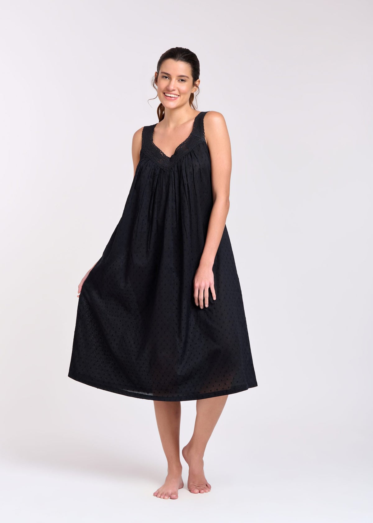 Maya 100% Cotton Nightie - Black