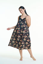 Maya 100% Cotton Nightie - Black Floral
