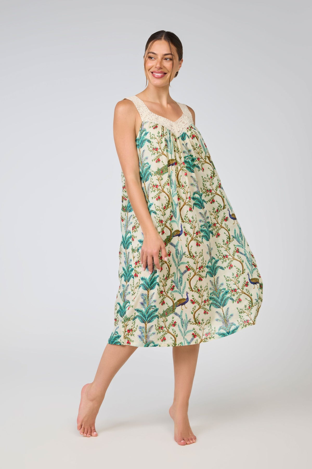 Maya 100% Cotton Nightie - Peacock