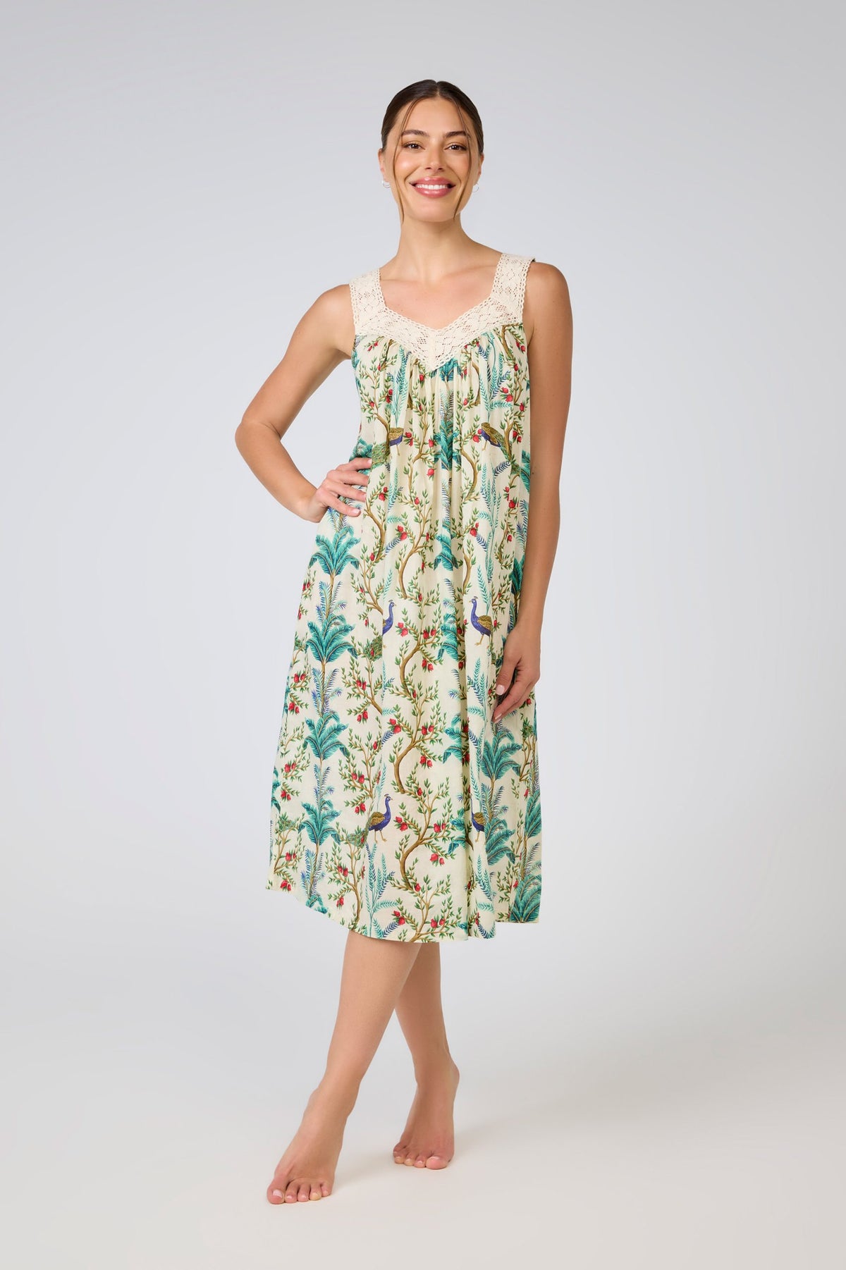 Maya 100% Cotton Nightie - Peacock