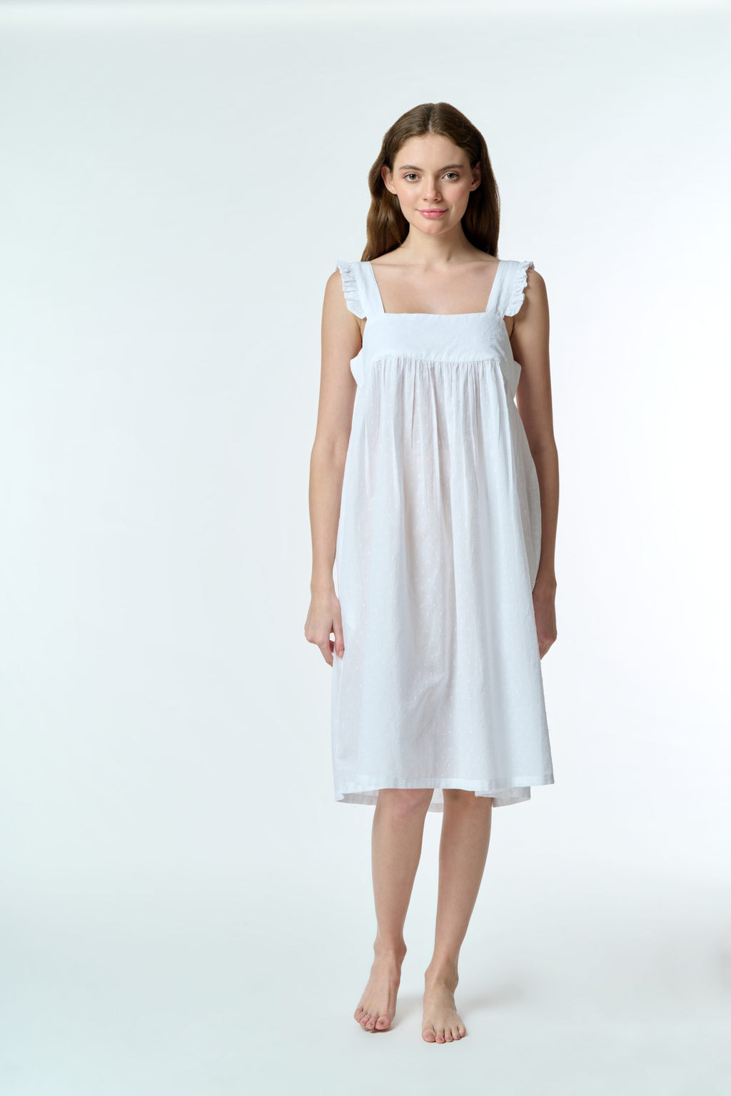 Lucy 100% Cotton Pin Tucked Nightie - White