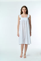 Lucy 100% Cotton Pin Tucked Nightie - White