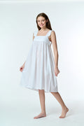 Lucy 100% Cotton Pin Tucked Nightie - White