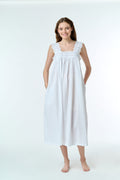 Nina 100% Cotton Pin Tucked Nightie - White