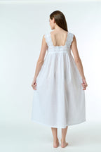 Nina 100% Cotton Pin Tucked Nightie - White
