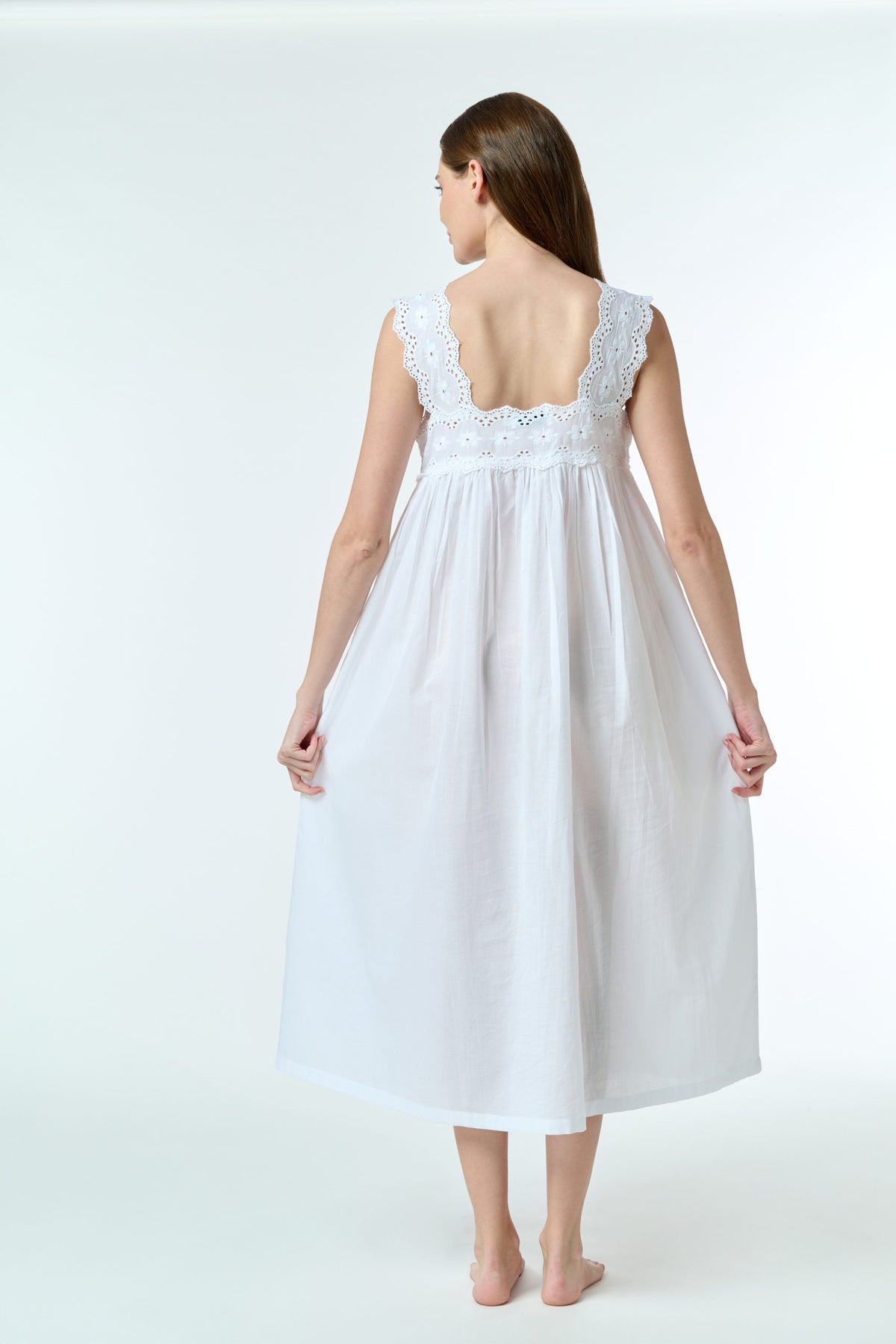 Nina 100% Cotton Pin Tucked Nightie - White