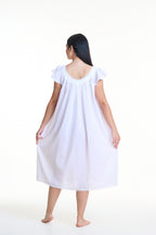 Cora 100% Cotton Capped Sleeve Nightie - White