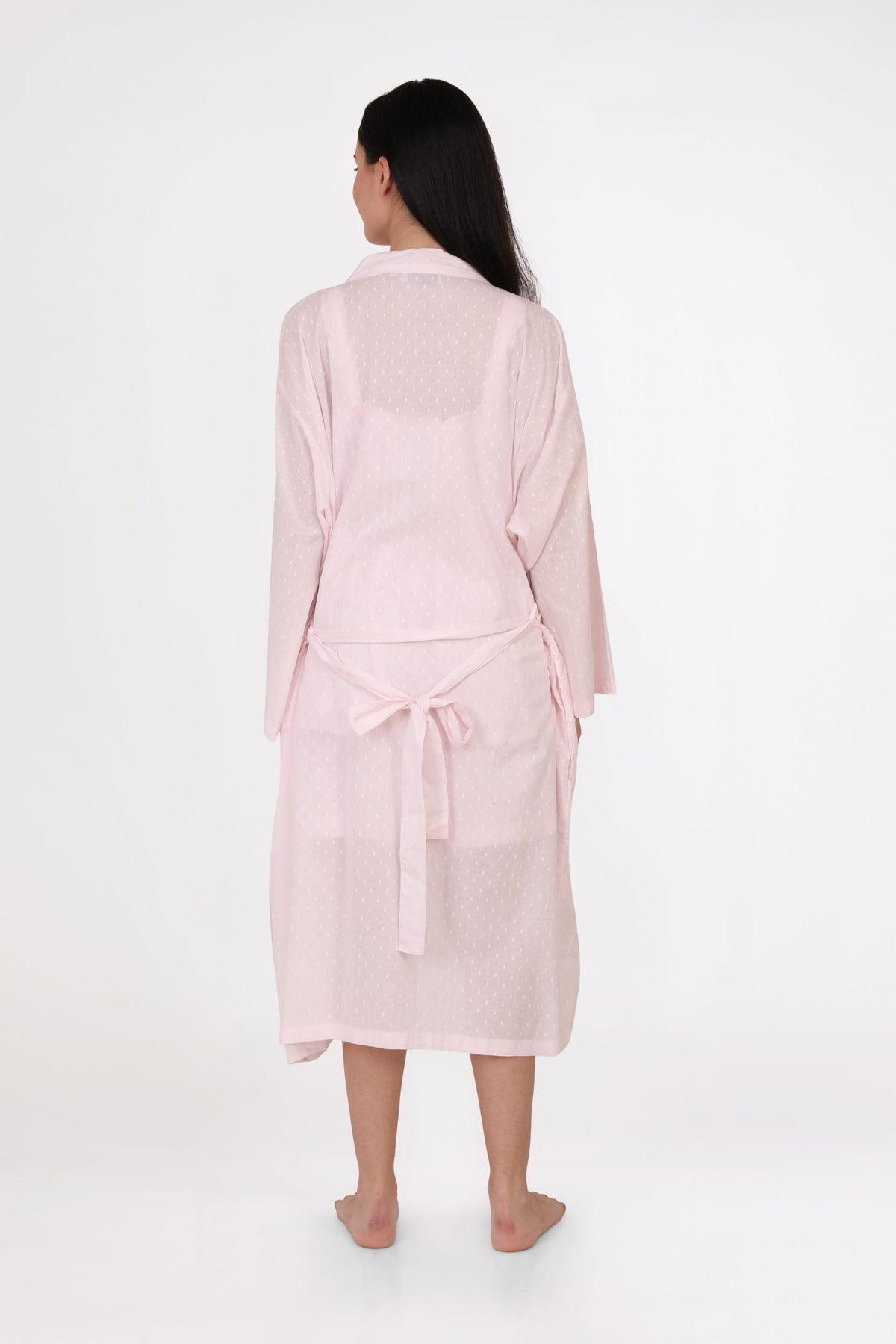 Rita 100% Cotton Dressing Gown - Pastel Pink