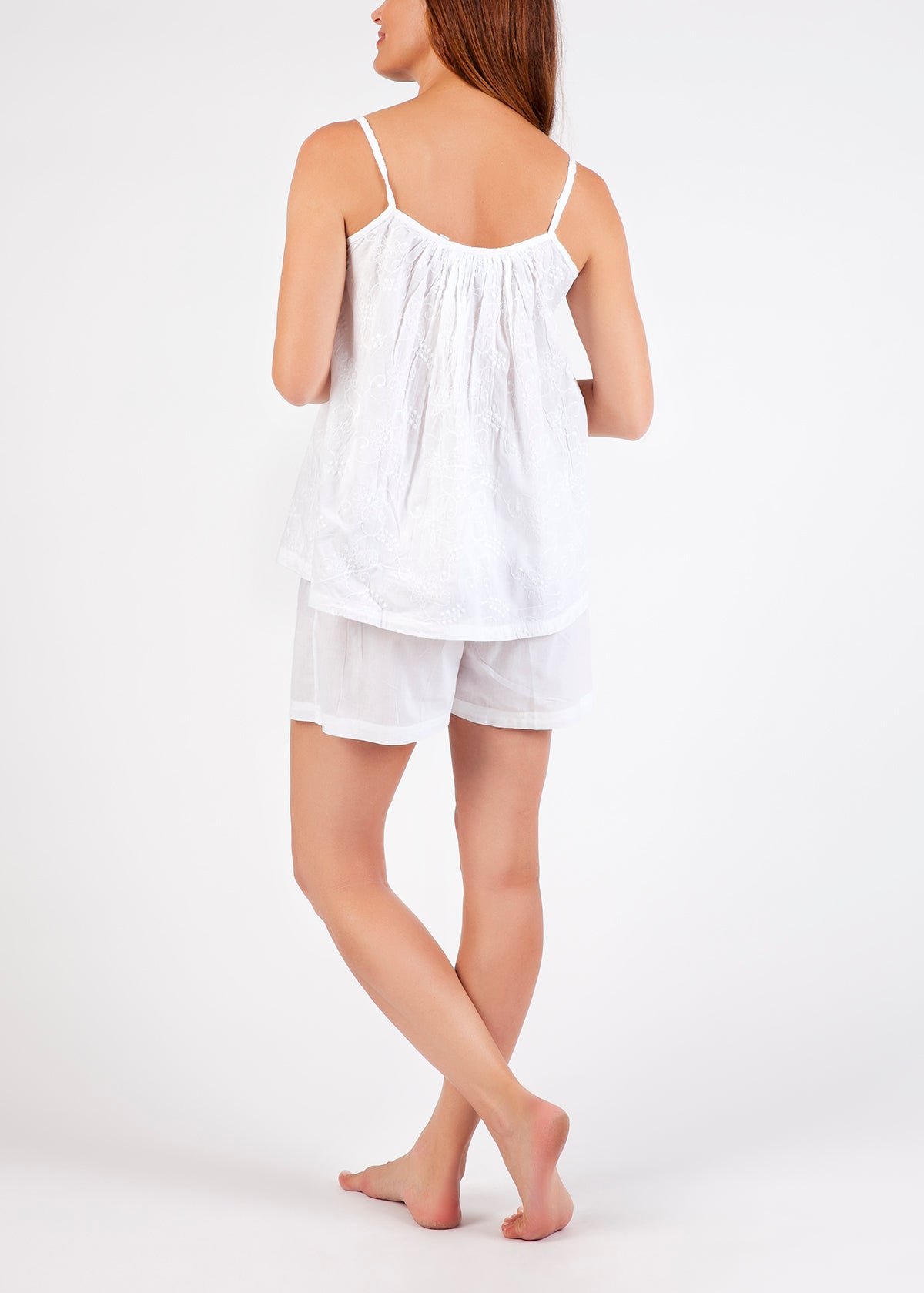 Aria 100% Cotton Pyjama Short Set - White