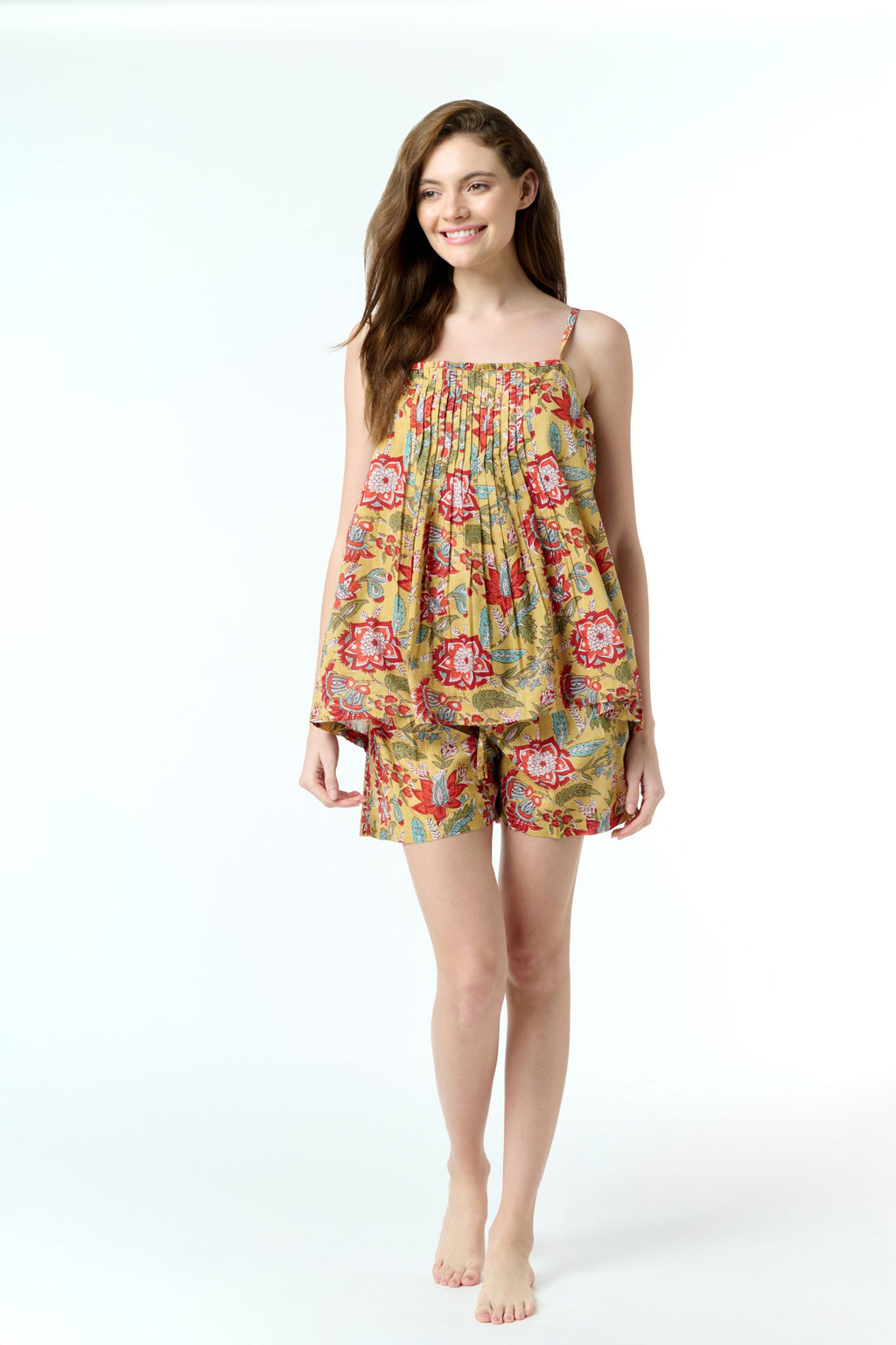 Aria 100% Cotton Pyjama Short Set - Mustard
