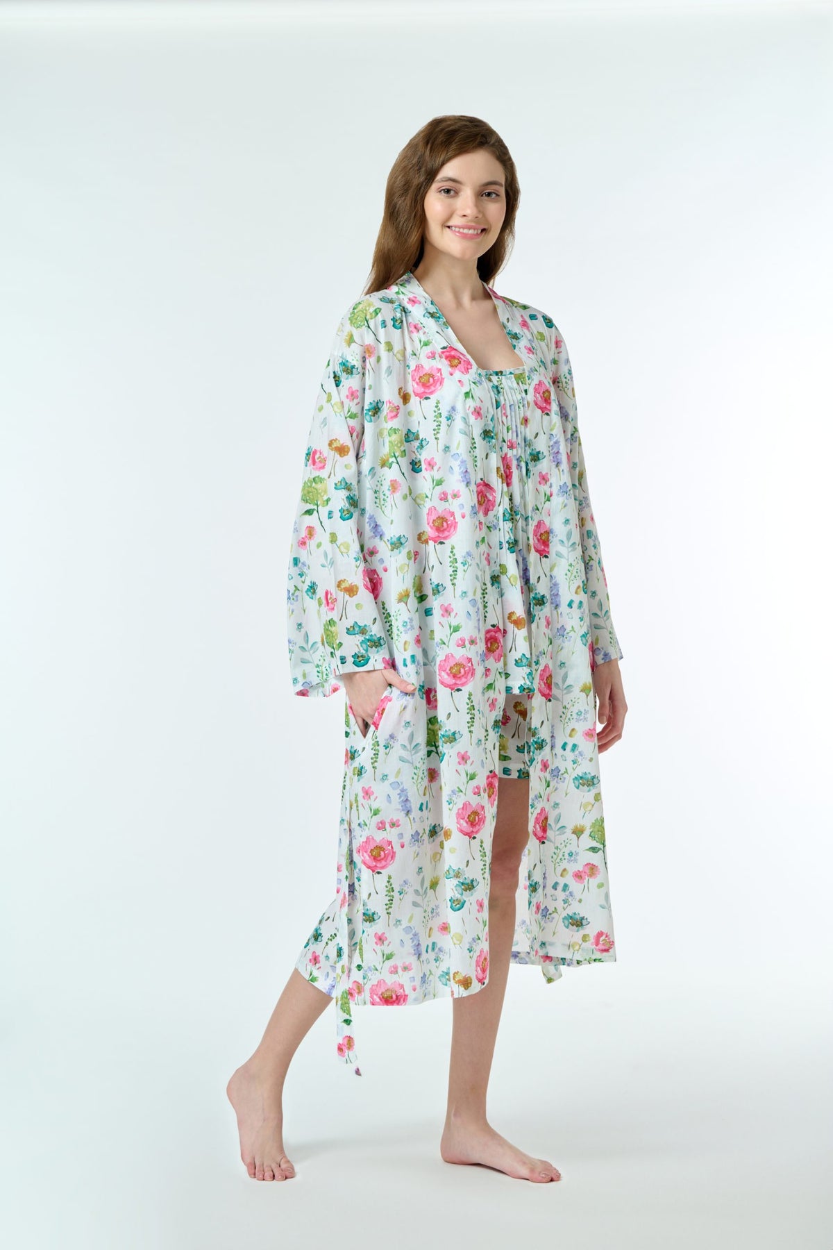 Rose 100% Cotton Dressing Gown - Poppy