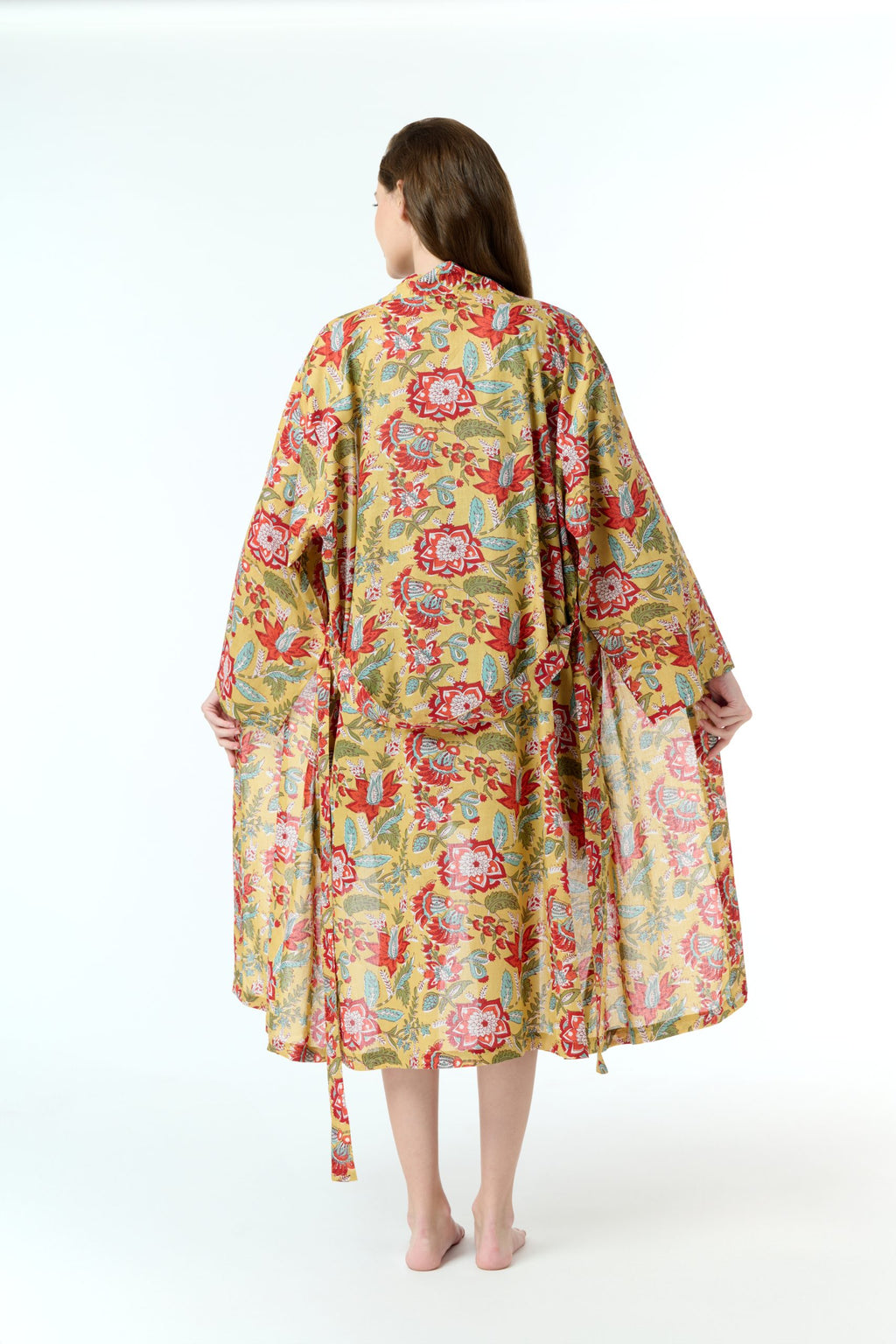 Rose 100% Cotton Dressing Gown - Mustard