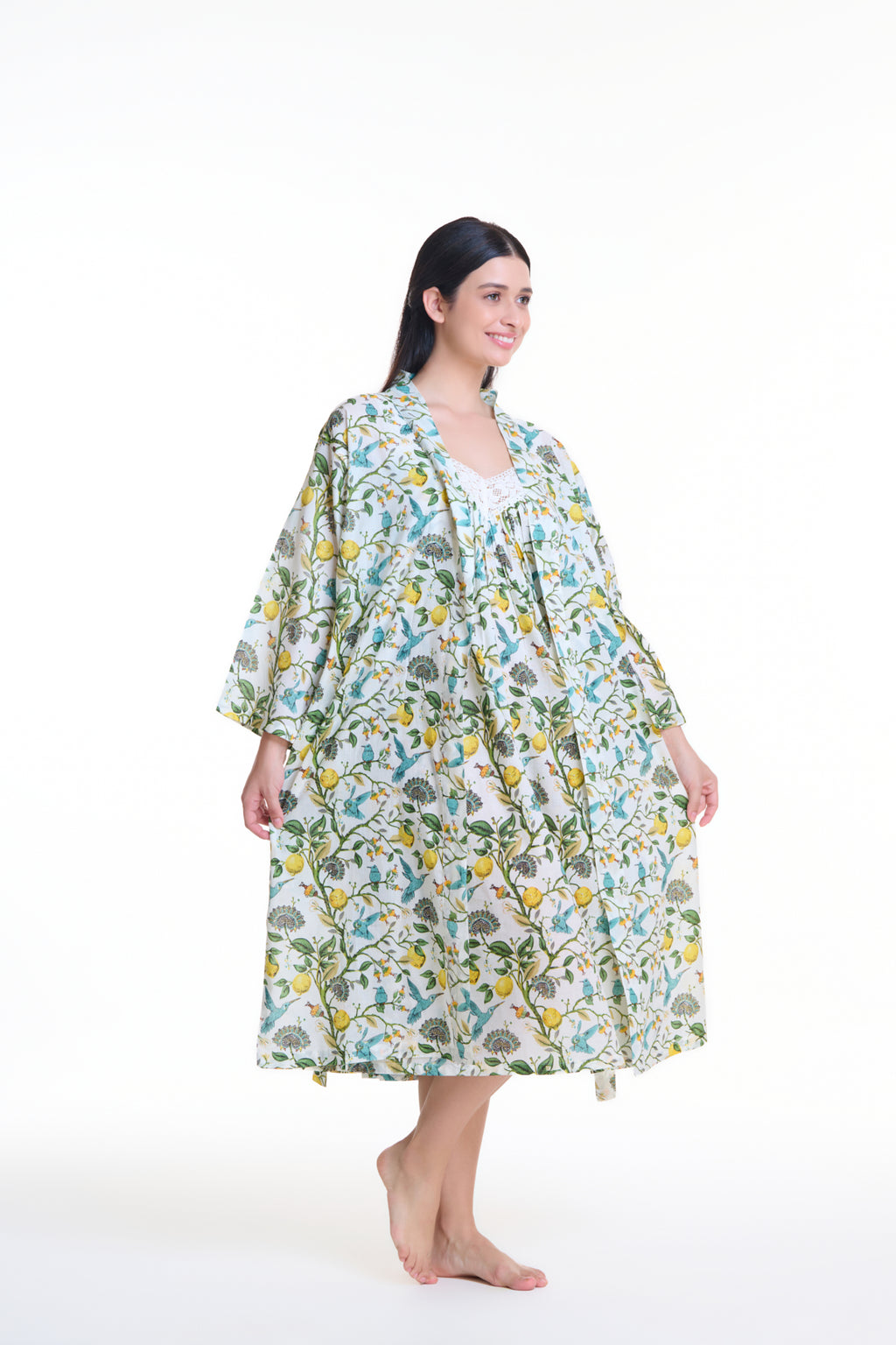 Rose 100% Cotton Dressing Gown - Citrus