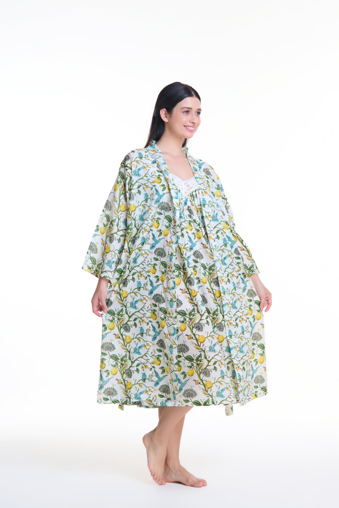 Rose 100% Cotton Dressing Gown - Citrus