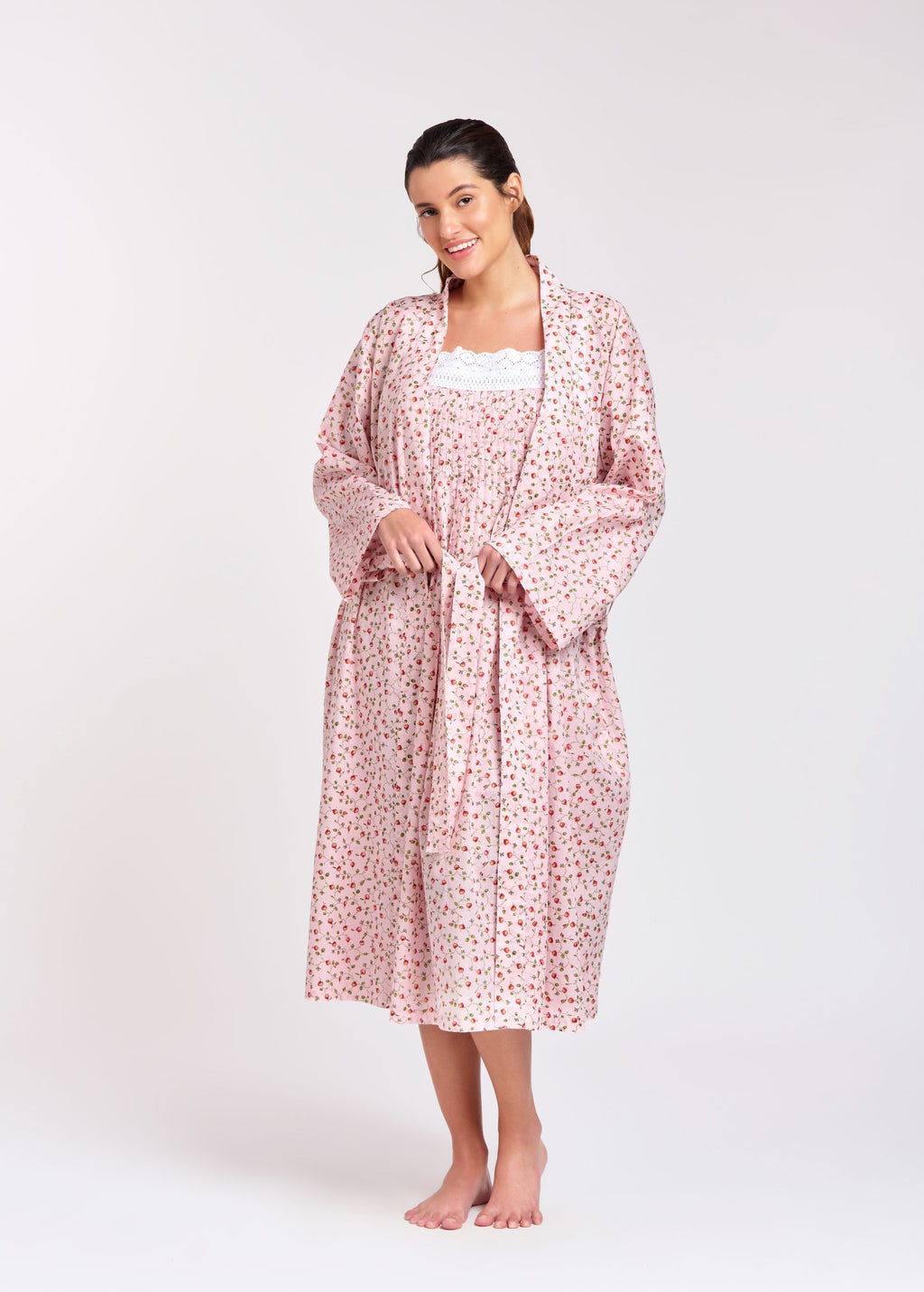 Rose 100% Cotton Dressing Gown - Rose Vine