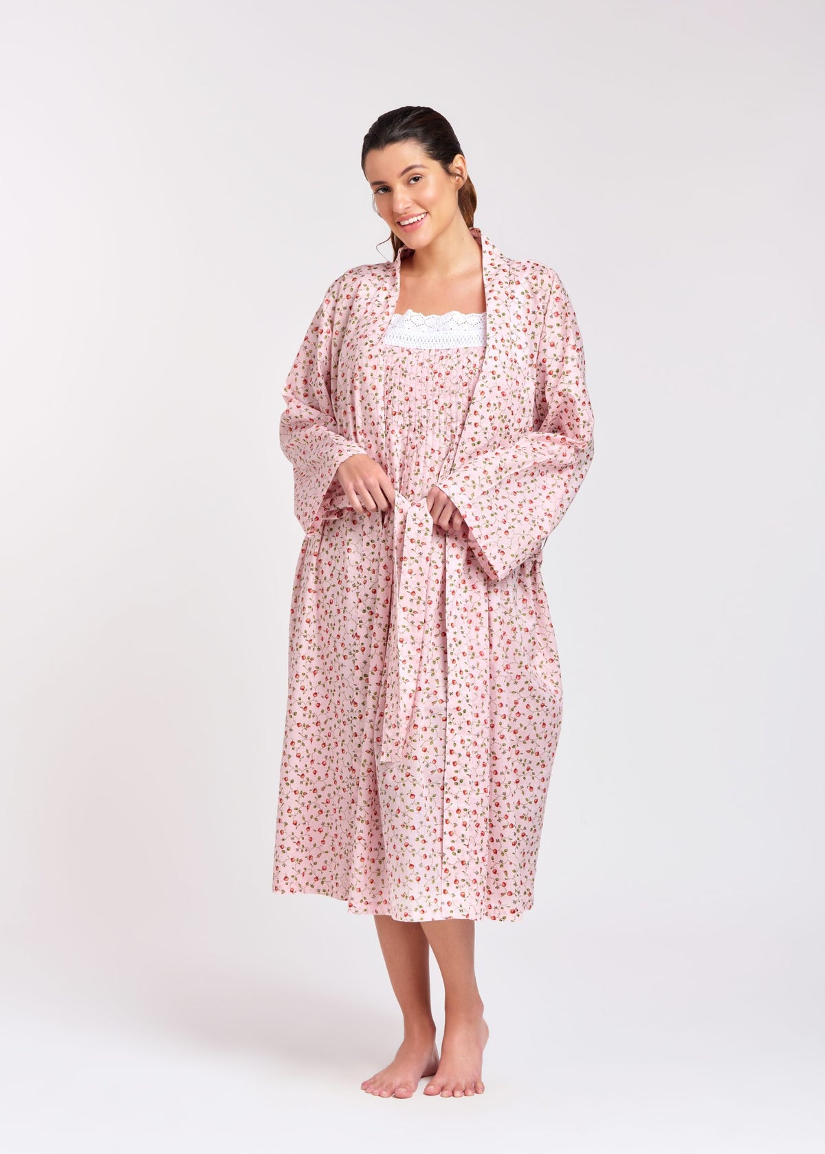 Rose 100% Cotton Dressing Gown - Rose Vine