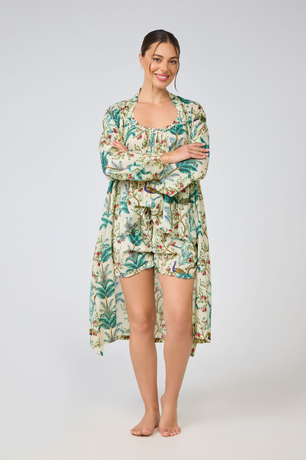 Rose 100% Cotton Dressing Gown - Peacock