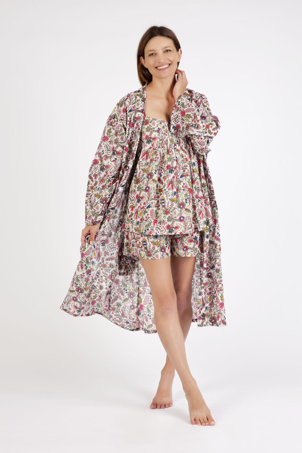 Rose 100% Cotton Dressing Gown - Cottage Pink