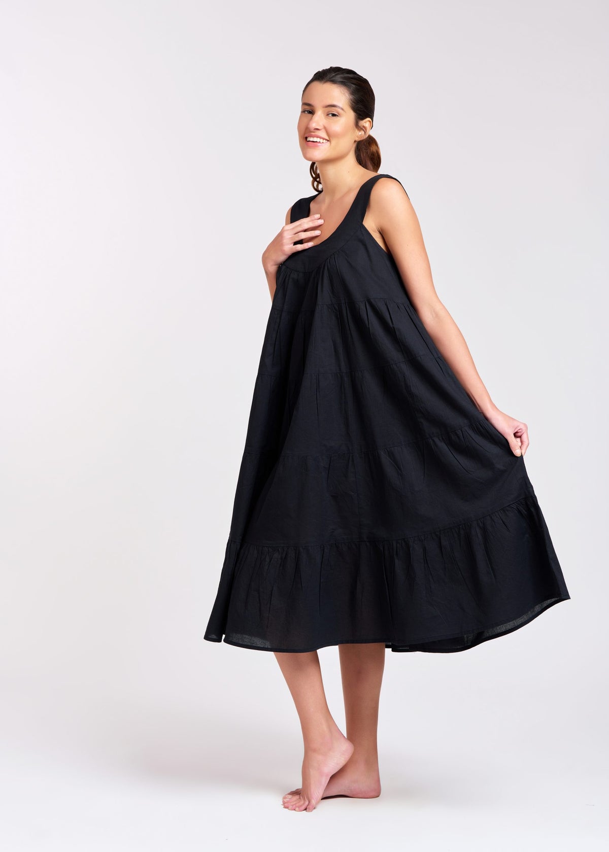 Anna 100% Cotton Nightie - Black