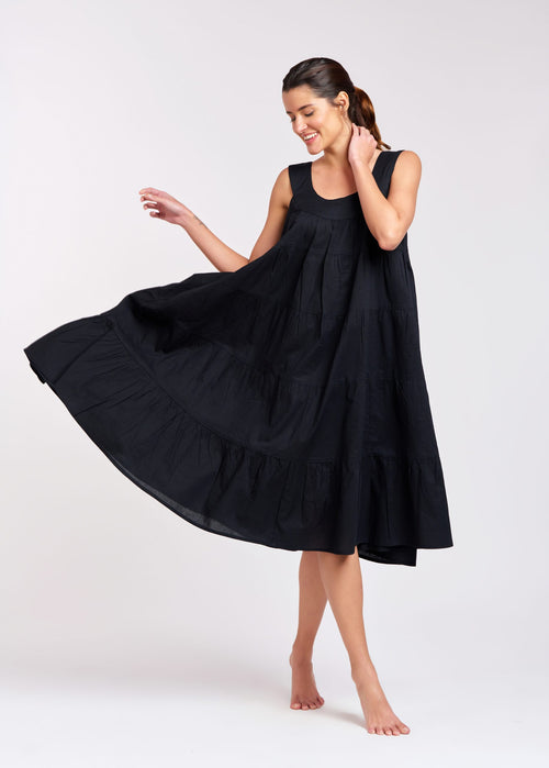 Anna 100% Cotton Nightie - Black