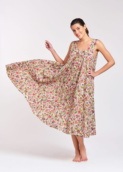 Anna 100% Cotton Nightie - Cottage Garden