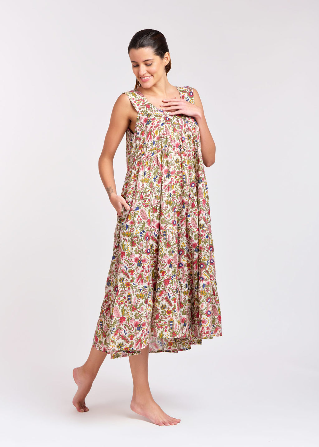 Anna 100% Cotton Nightie - Cottage Garden