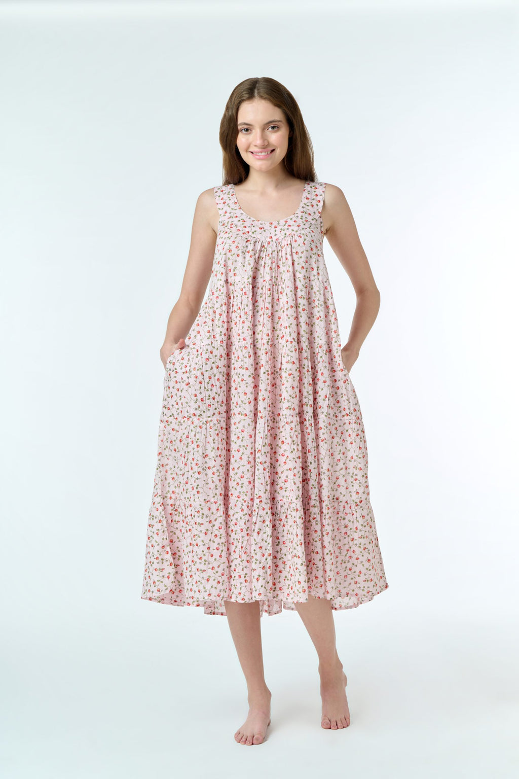 Anna 100% Cotton Nightie - Rose Vine