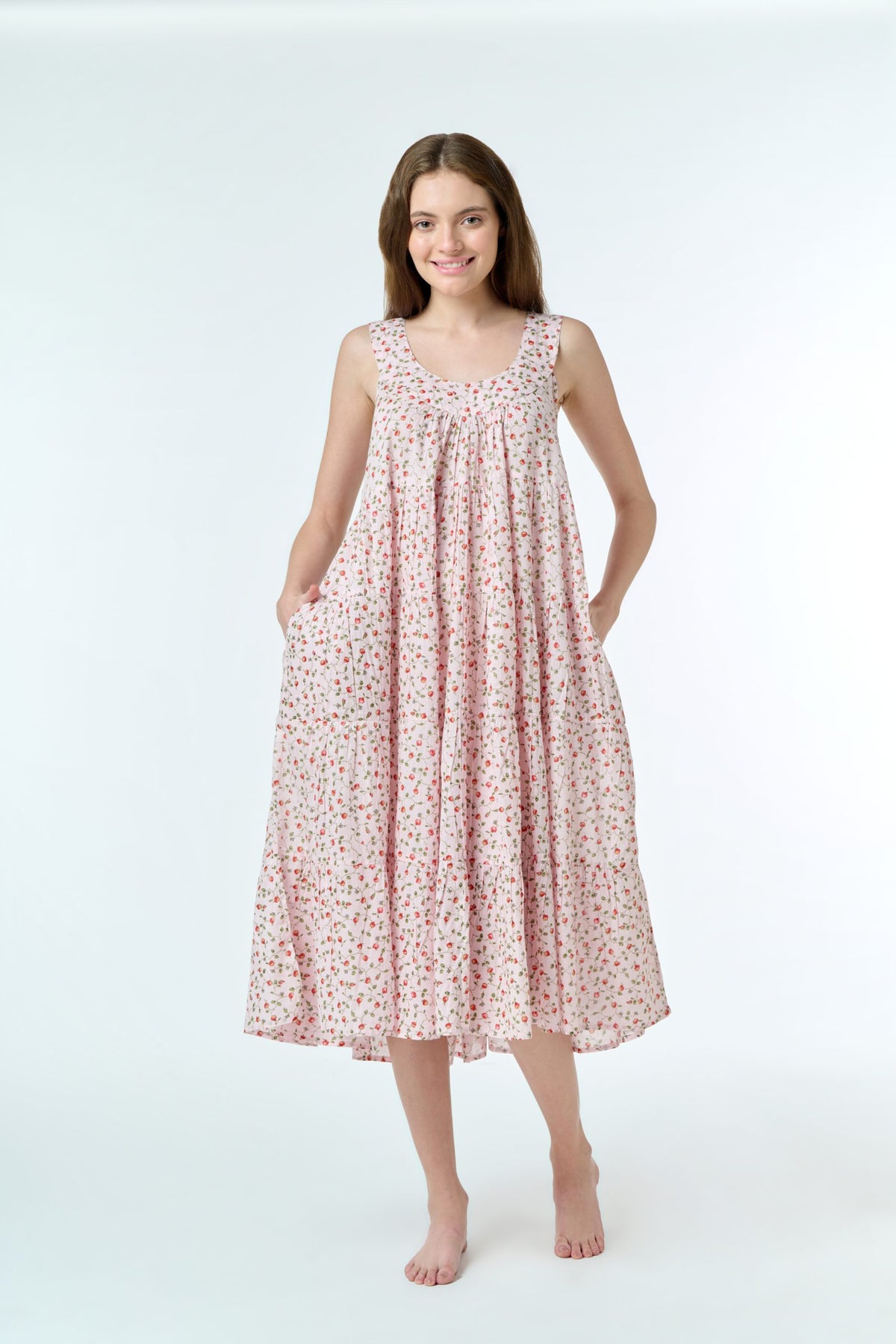 Anna 100% Cotton Nightie - Rose Vine