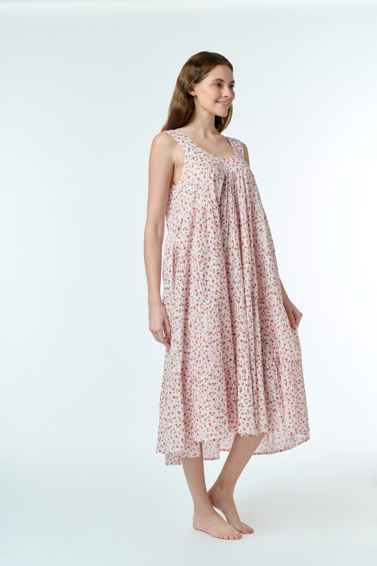 Anna 100% Cotton Nightie - Rose Vine