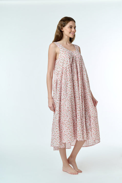 Anna 100% Cotton Nightie - Rose Vine