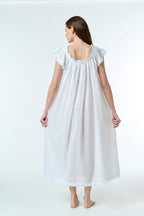 Iris 100% Cotton Capped Sleeve Nightie - White