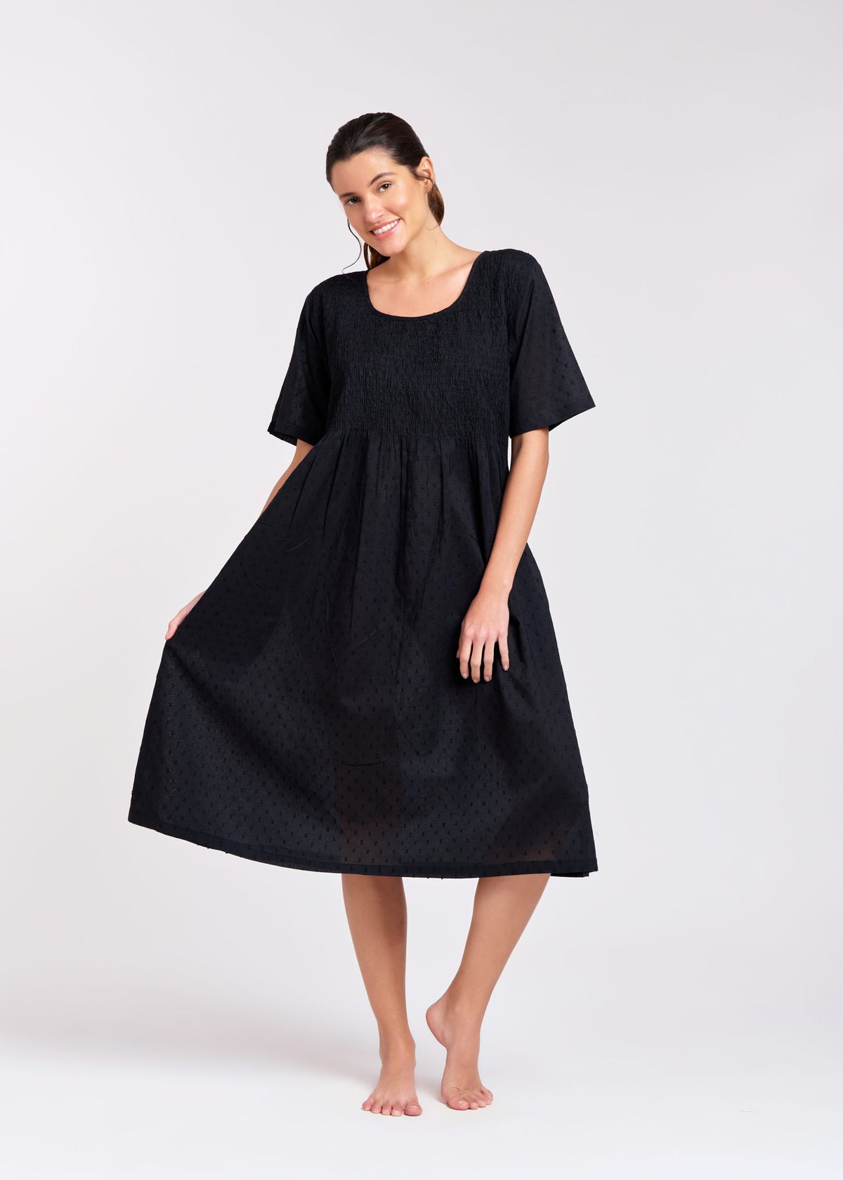 Mila 100% Cotton Nightie - Black