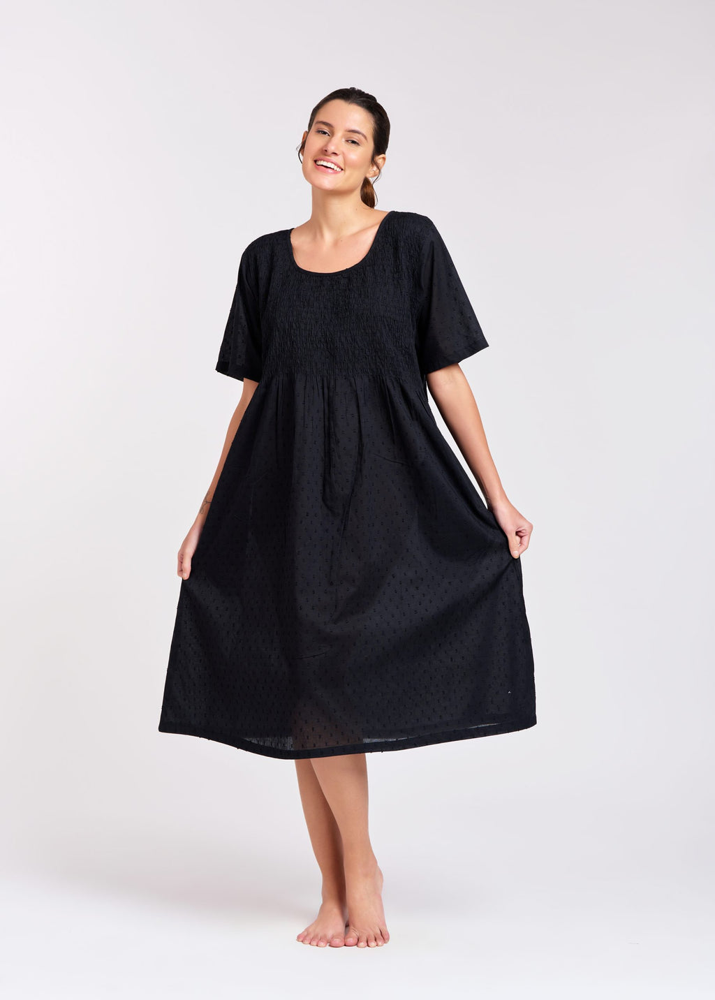 Mila 100% Cotton Nightie - Black